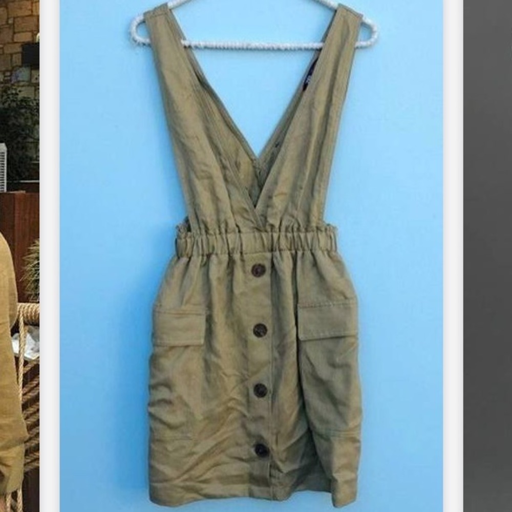ZARA khaki pinafore dress (S/M) new with tags